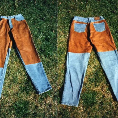 Jeans mit Lederbesatz